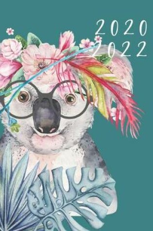 Cover of 2020-2022 3 Year Planner Koala Watercolor Monthly Calendar Goals Agenda Schedule Organizer