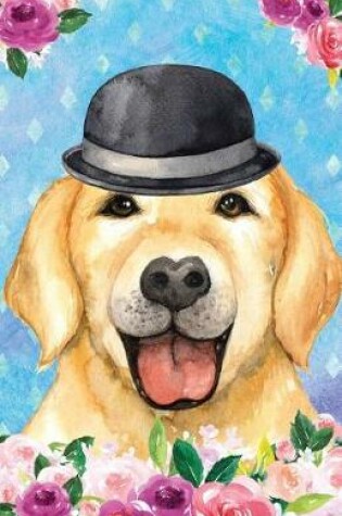 Cover of Journal Notebook For Dog Lovers Chic Yellow Labrador In a Bowler Hat