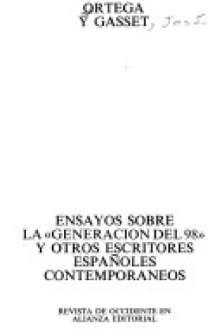 Cover of Ensayos Sobre la Generacion del 98