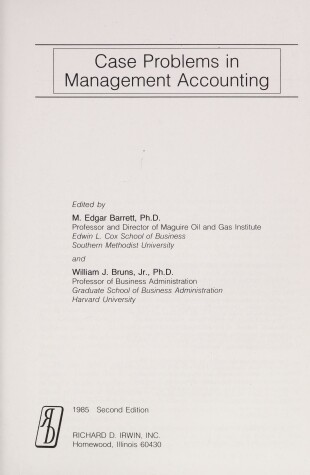 Book cover for Case Problems in Management Accounting