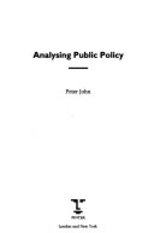 Cover of Analysing Public Policy