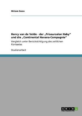 Book cover for Henry van de Velde - der "Friseursalon Haby und die "Continental Havana-Compagnie