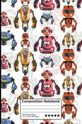 Cover of Cartoon Robots Future Robotics Science Composition Notebook