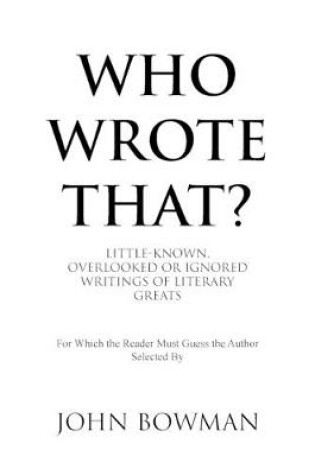 Cover of Who Wrote That?