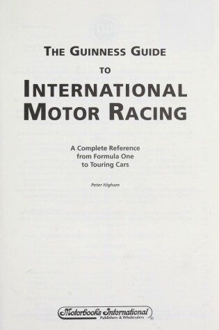 Cover of The Guinness Guide to International Motor Racing