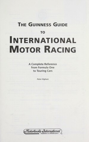 Book cover for The Guinness Guide to International Motor Racing