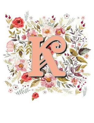 Book cover for K Monogram Letter Floral Wreath Notebook