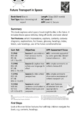 Book cover for BC NF Blue (KS2) A/4B Future Transport in Space Guided Reading Card