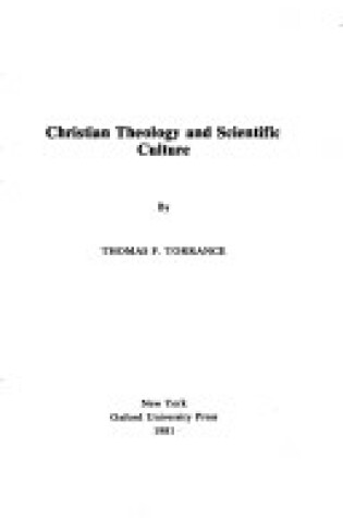 Cover of Theology and Scientific Culture