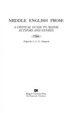 Cover of Middle English Prose