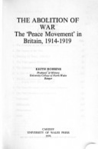 Cover of Abolition of War