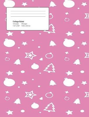 Book cover for Christmas Pink Pattern Composition College Ruled Book (7.44 x 9.69) 200 pages V9