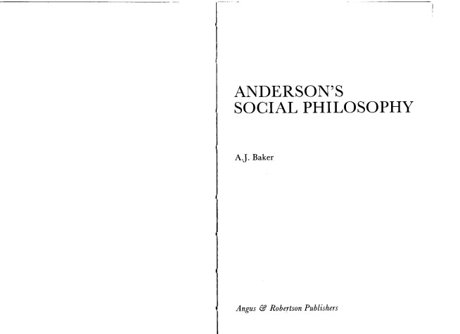 Book cover for Anderson's Social Philosophy