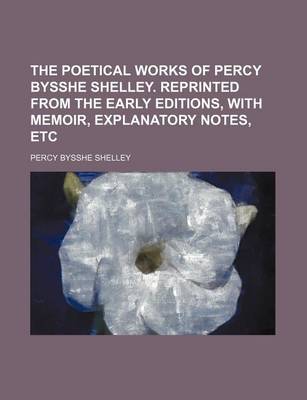 Book cover for The Poetical Works of Percy Bysshe Shelley. Reprinted from the Early Editions, with Memoir, Explanatory Notes, Etc