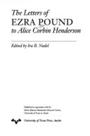 Cover of The Letters of Ezra Pound to Alice Corbin Henderson