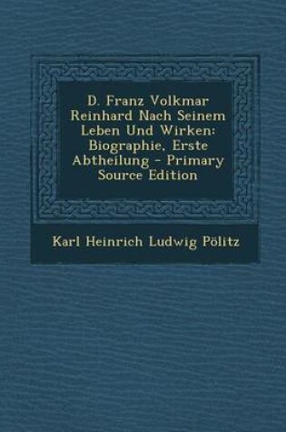 Cover of D. Franz Volkmar Reinhard Nach Seinem Leben Und Wirken