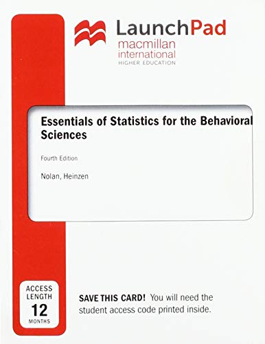 Book cover for LaunchPad for Essentials of Statistics for the Behavioral Sciences (12 Month Access Card)