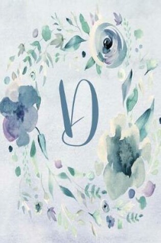 Cover of Notebook 6"x9", Letter D - Blue Purple Floral Design