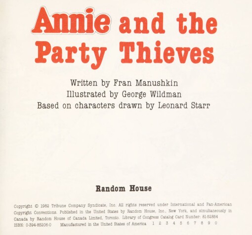 Cover of Annie and the Party Thieves