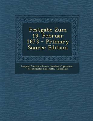 Book cover for Festgabe Zum 19. Februar 1873 - Primary Source Edition