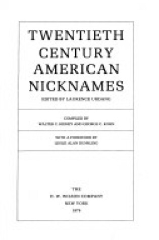 Cover of Twentieth-century American Nicknames