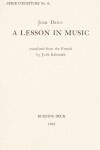 Book cover for A Lesson in Music