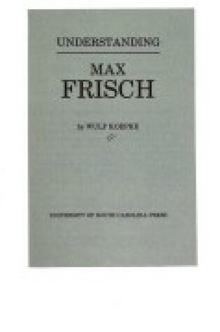 Cover of Understanding Max Frisch