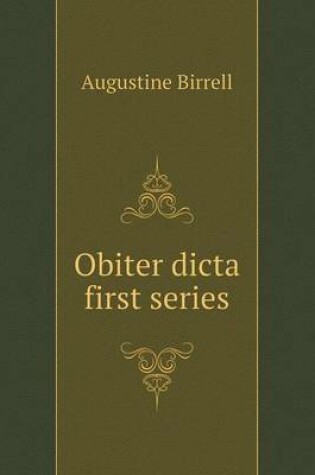 Cover of Obiter dicta first series