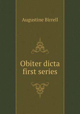 Book cover for Obiter dicta first series