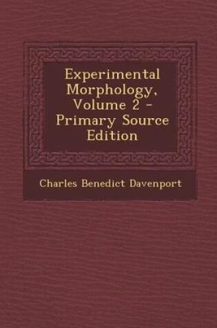 Cover of Experimental Morphology, Volume 2
