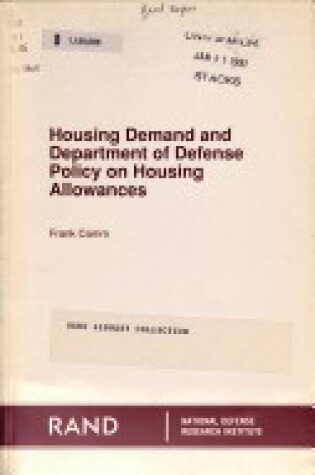 Cover of Housing Demand and Department of Defense Policy on Housing Allowances