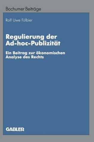 Cover of Regulierung der Ad-hoc-Publizität