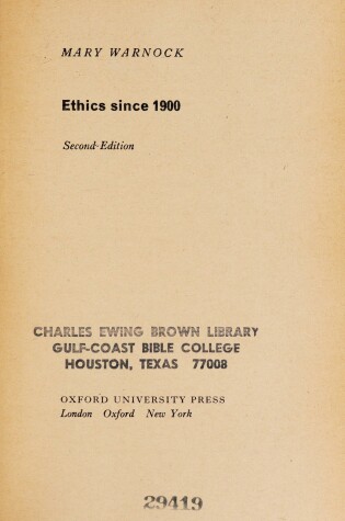 Cover of Ethics Since 1900