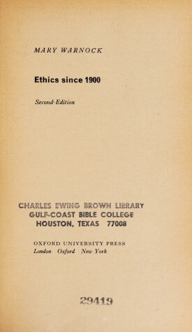 Cover of Ethics Since 1900