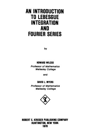 Cover of An Introduction to Lebesgue Integration and Fourier Series