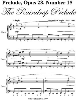 Book cover for Raindrop Prelude Opus 28 Number 15 Easiest Piano Sheet Music