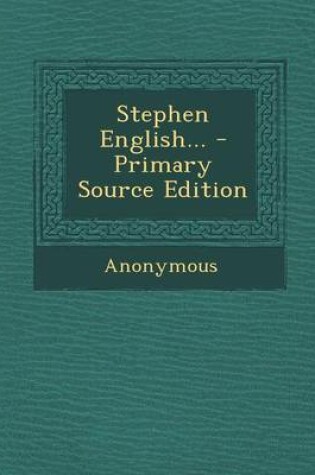 Cover of Stephen English...