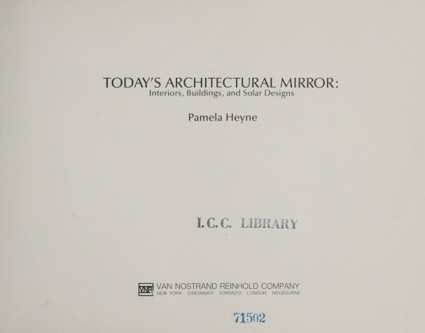 Book cover for Today's Architectural Mirror