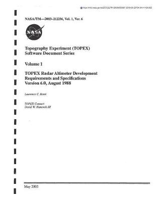 Book cover for Topex Project Radar Altimeter Development Requirements and Specifications, Version 6.0