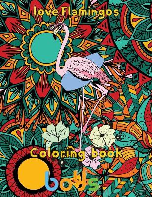 Book cover for Love Flamingos coloring book boys