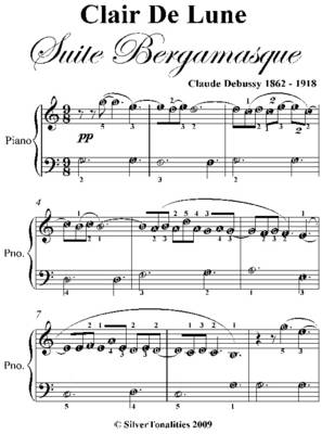 Book cover for Clair De Lune Suite Bergamasque Easiest Piano Sheet Music