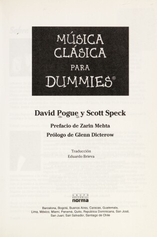 Cover of Musica Clasica Para Dummies