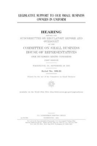 Cover of Legislative support to our small business owners in uniform