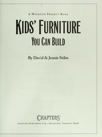 Book cover for Kids' Furniture You Can Build (Paper Only)