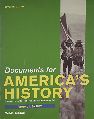 Book cover for Documents for America's History, Volume 1
