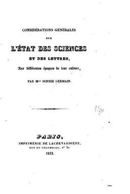 Book cover for Considerations generales sur l'etat des sciences et des lettres