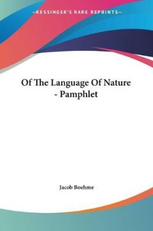 Cover of Of The Language Of Nature - Pamphlet