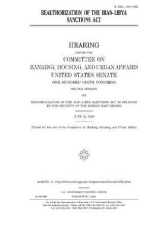 Cover of Reauthorization of the Iran-Libya Sanctions Act