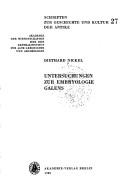 Cover of Untersuchungen Zur Embryologie Galens