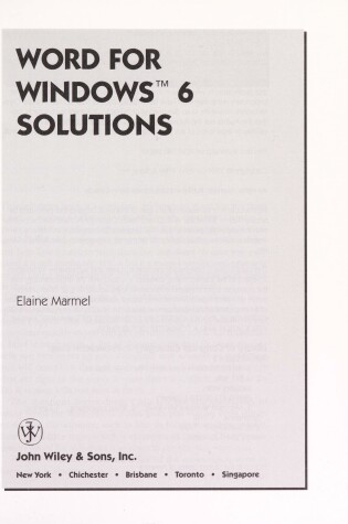 Cover of Word 3 for Windows Solutions